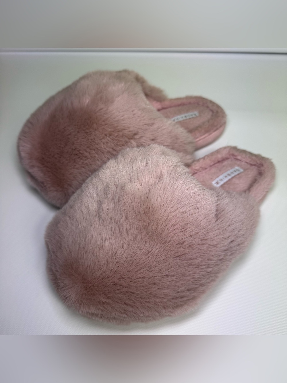Danskin Pink Faux Fur Plush Open Toe Slippers Size M 7–8